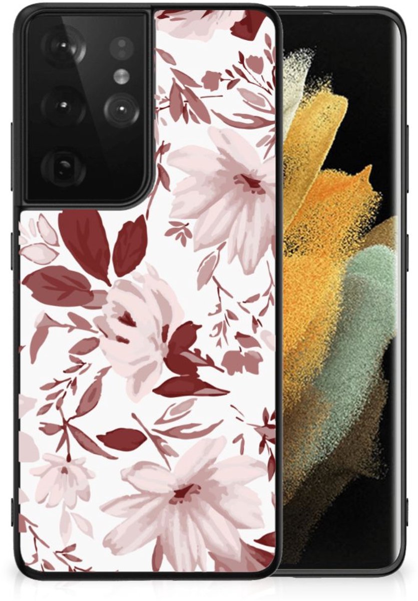 Kleurrijke Telefoonhoesje Samsung Galaxy S21 Ultra Watercolor Flowers