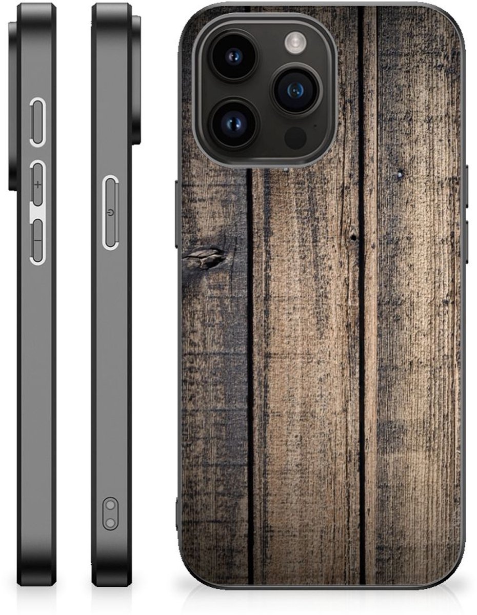 iPhone 15 Pro Max Houten Print Telefoonhoesje Steigerhout