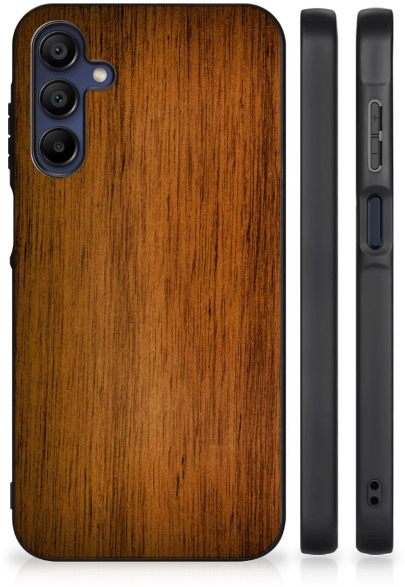 Samsung Galaxy A15 Houten Print Telefoonhoesje Donker Hout