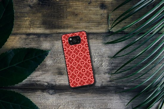 Coque avec texte Xiaomi Paco X3 | Coque pour téléphone portable X3 Pro avec bord noir Batik rouge