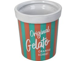 Bloempot Icecream Bucket Orange Sorbet Strepen Keramiek 9.7x9.7x10,4cm