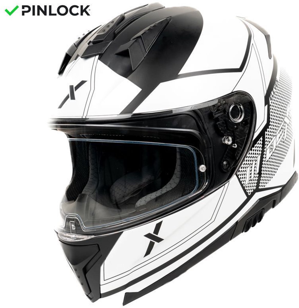 Motor Integraal Helm ELEVEN NAPIO Zwart/Wit S van MOTOBLOUZ