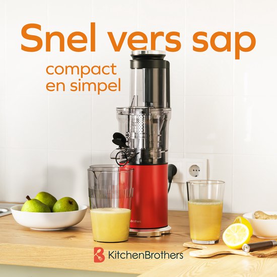 KitchenBrothers Slowjuicer - Verticaal - Juicer - Groenten en Fruitpers - 80 mm - 750 ml - Rood van KitchenBrothers — afbeelding 2