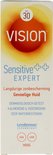 Doos met Vision Sensitive++ Expert zonnebrandcrème, SPF 30. Wit met oranje en gele cirkel opdruk.