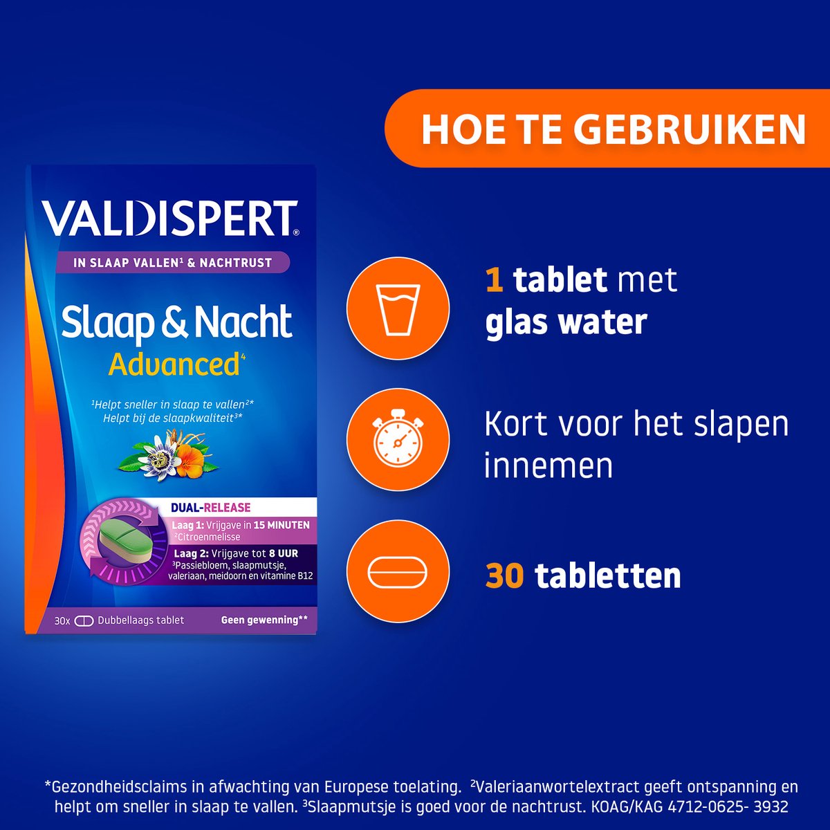Valdispert Slaap & Nacht Advanced - Citroenmelisse helpt om sneller in slaap te vallen* - 30 dubbellaagse tabletten — afbeelding 2