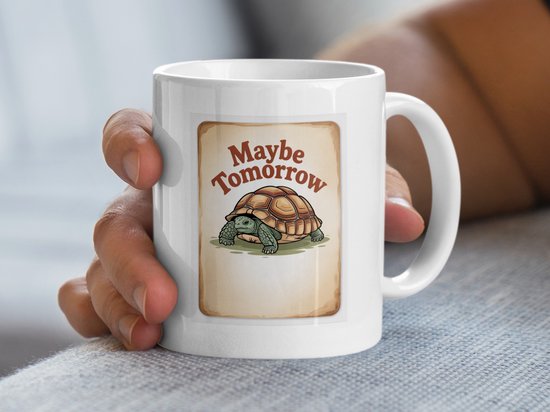 Tasse tortue « Peut-être demain », tasse animal mignon, tasse tortue de dessin animé, tasse drôle, tasse à café, idée cadeau, tasse