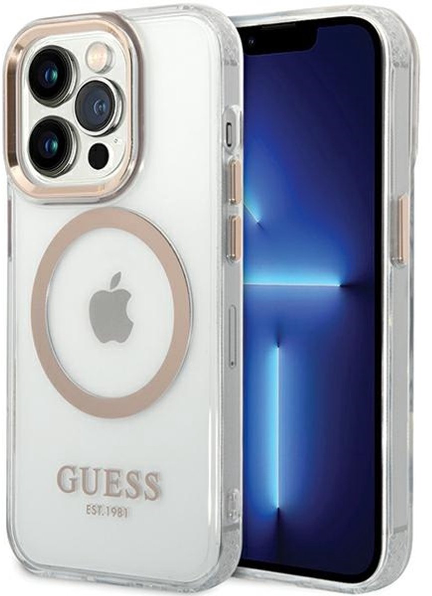 Guess Hard Case Voor Iphone 15 Pro Max 6.7 Voor Magsafe Metalen Outline