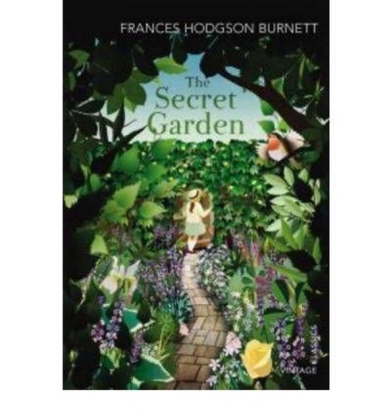 Boek 'The Secret Garden' met een illustratie van een meisje in een weelderige tuin.