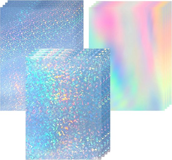 Foto: 12 sheets holographic stickers paper a4 hologram film 3 styles self adhesive holographic film holographic film clear vinyl diy glitter film adhesive film voor creatieve projecten
