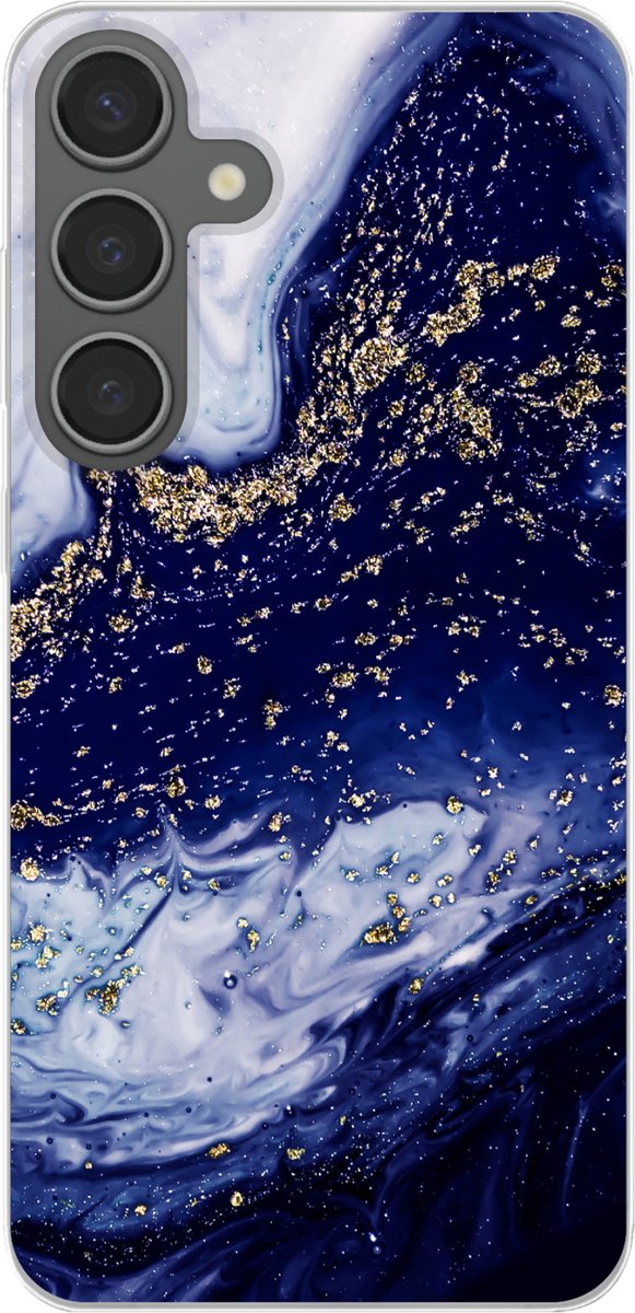 Telefoonhoesje Geschikt voor Samsung Galaxy S24 Plus hoesje - Marmer print - Goud - Natuurstenen - Siliconen Telefoonhoesje Telefoonhoesje