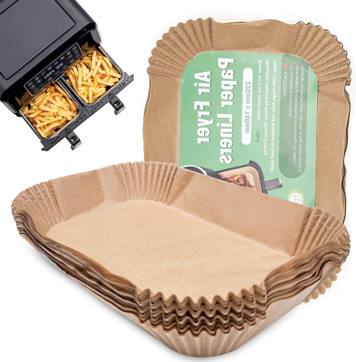 ByShane - Bakpapier voor luchtfriteuse met siliconenoliehouder - Hittebestendig - Oven accessoire - Geschikt voor vierkante friteuses