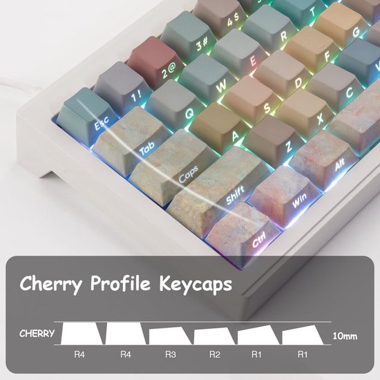 Lot De 135 Touches PBT Transparentes Pour Clavier Mécanique - Gravure Latérale, Profil Cherry - Compatible MX