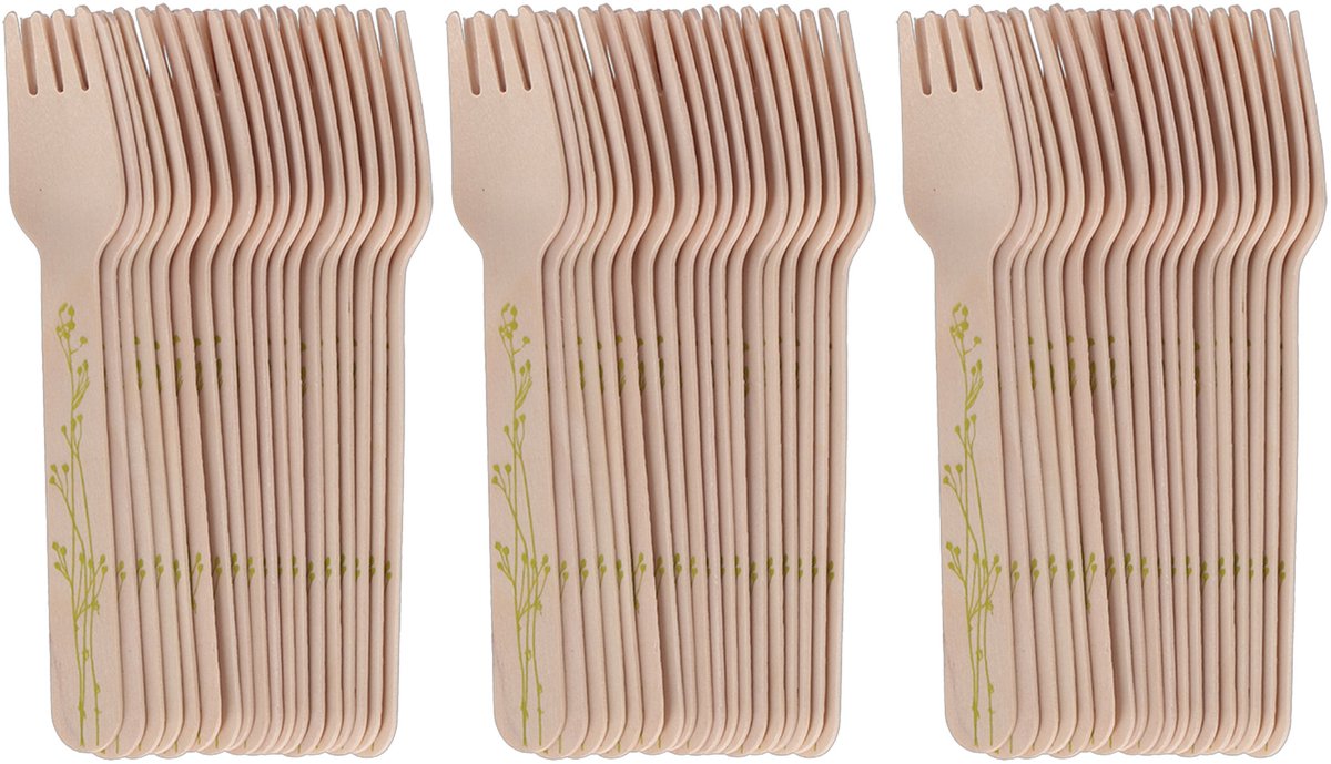 Esschert Design Vorken - hout - 100x - kruidenopdruk - 16 cm - BBQ/Verjaardag/Camping/Party