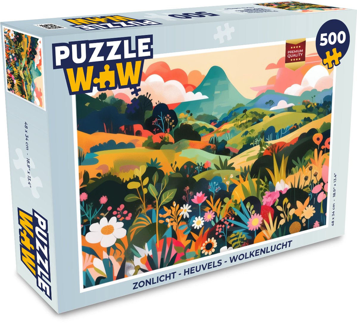 Puzzel Zonlicht - Heuvels - Wolkenlucht - Legpuzzel - Puzzel 500 stukjes