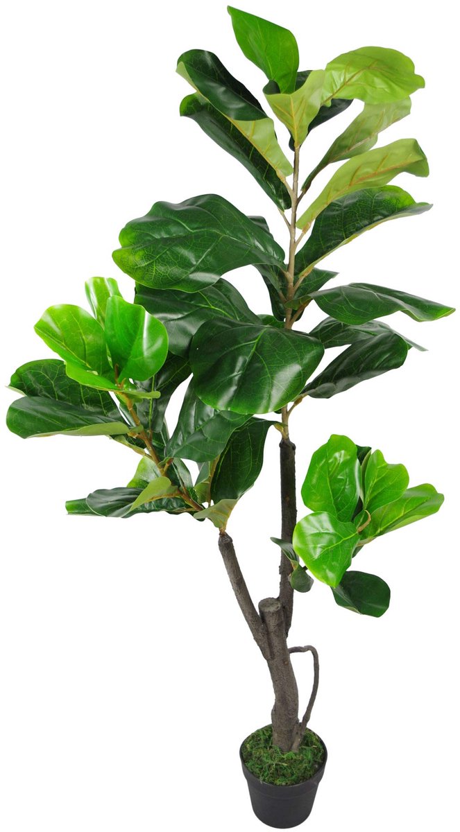 Leaf Design UK Kunstvijgenboom, zwarte kunststof pot, 120 cm