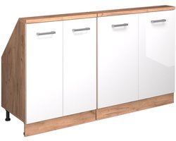 Vicco Rion Kastenset voor schuine wand – Set van 2 Wit hoogglans/goud power eiken