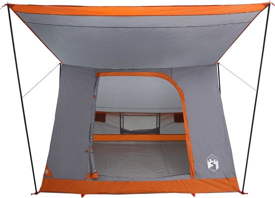 vidaXL - Camping - Tent - met - dak - Grijs - en - Oranje - 282 - x - 225 - x - 154 - cm - taft van Vidaxl — afbeelding 5