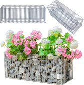 KADAX Schanskorven plantenmand, rechthoekige plantenbak, schanskorf van verzinkt staal, stenen mand, bloempot, plantenbak voor buiten, bloemen, tuin, verhoogde bedden, plantenbak, decoratie (72 x 26 x