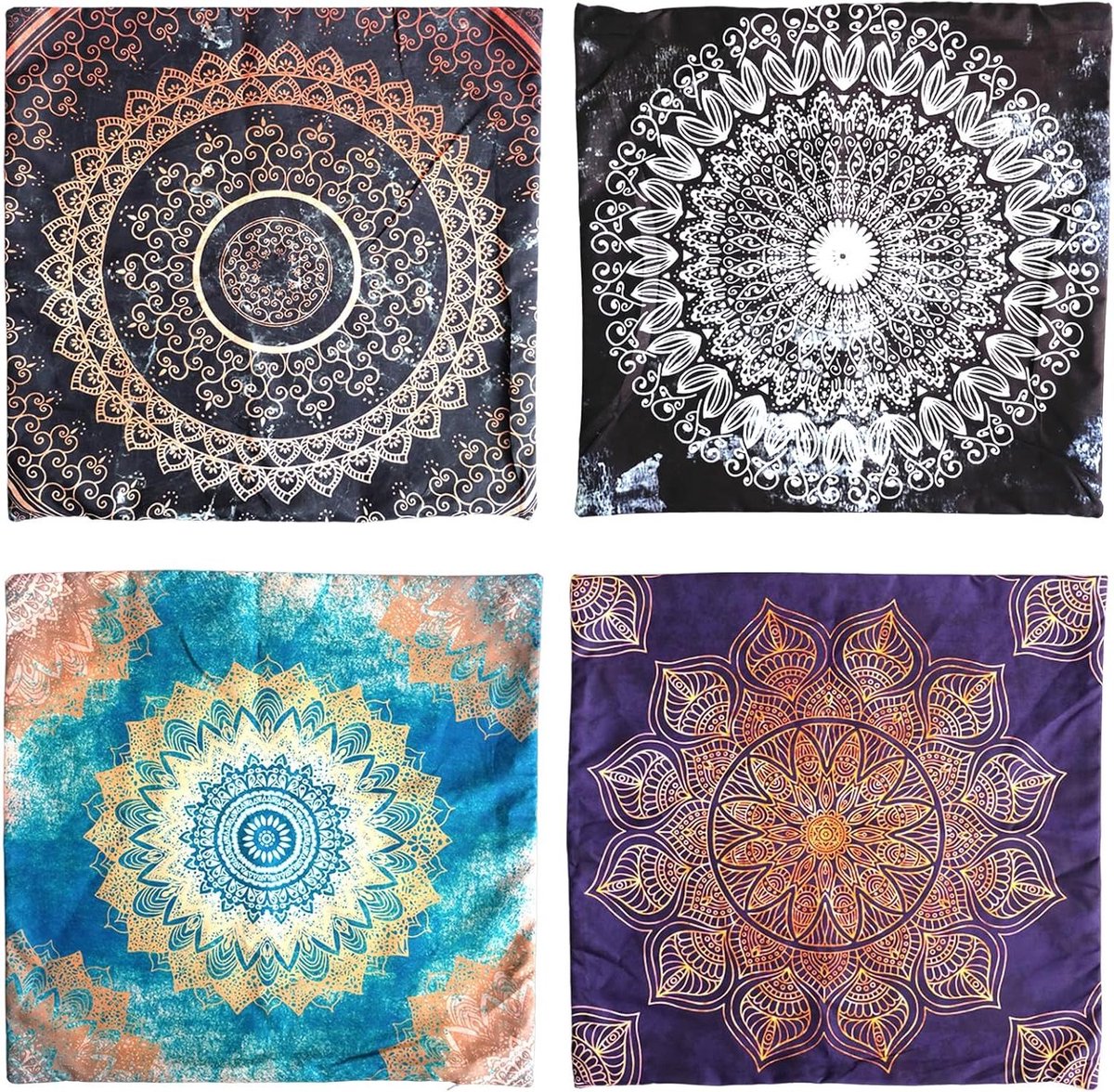 ByShane - Kussenhoes - Mandala Bloemmotief - Etnisch Boho - Katoenen Linnen - Woondecoratie - Woonkamer - Bank - Auto