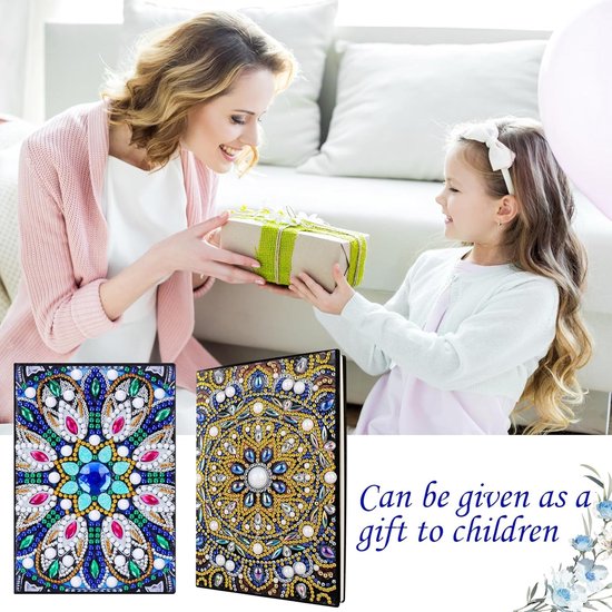 2 stuks Diamond Painting Mandala A5 notitieboek - knutselset voor kinderen vanaf 6 - 7 - 8 - 9 - 10 jaar - 5D DIY Diamond Pasted Painting - notitieboeket - knutselen - meisjes - cadeau - creatief speelgoed voor meisjes van 10 van Joy Toy — afbeelding 5