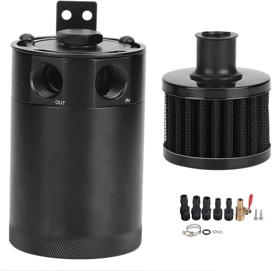 Olie Reservoir - Universele Olie Catch Can - 2 Port Reservoir Tank Met Aftapkraan - Verbijsterd - 5 Oz Capaciteit van Merkloos	 — afbeelding 3