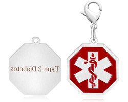 Inovra Plus - RVS rode medische symbool sleutelhanger voor dames en heren - Platina/Goud vergulde achthoekige medische alarm sleutelhangers met zoektermen: stalen keychain, medisch ID.