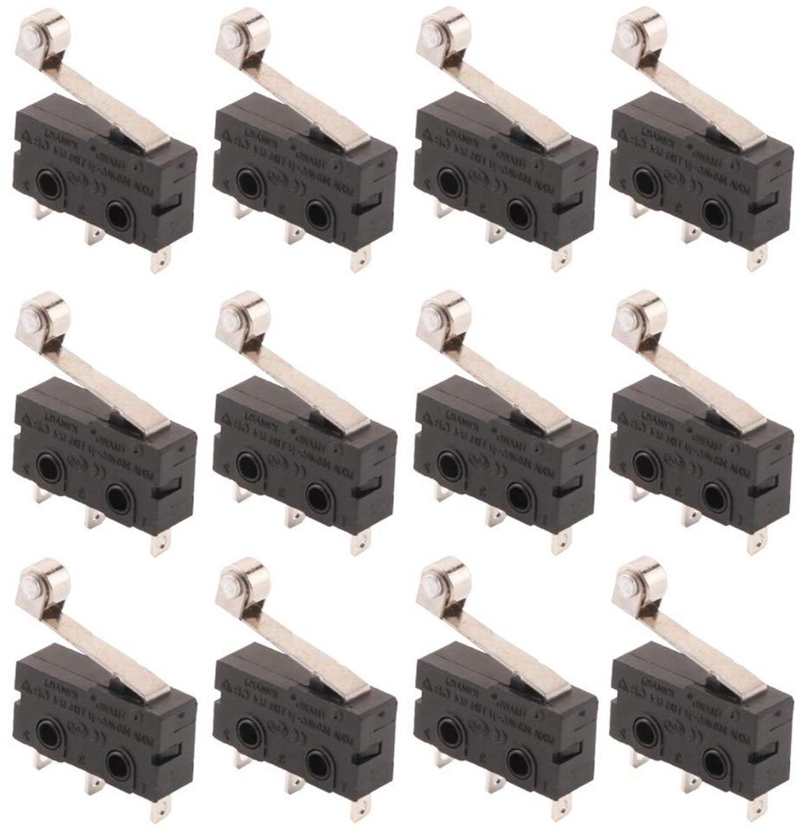 Mini Microschakelaar Roller Hendel Arm SPDT Eindschakelaar Snap Actie - Pak van 12 stuks - Veelzijdig in Gebruik