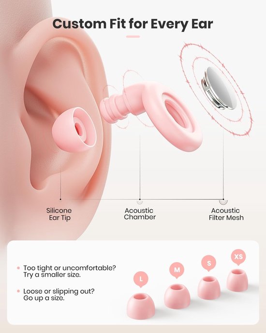 Slaapoordoppen - Oordoppen voor slaap en gehoorbescherming Roze - oordopjes voor slaap, diepe concentratie - Sleep Plugs - Slaapdoppen