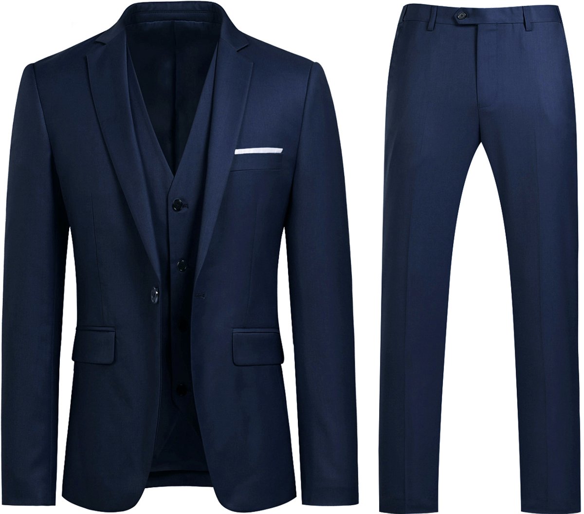 ALLTHEMEN Heren Slim Fit 3-delige Moderne Pakken - Herenpak Voor Zakelijke Bruiloften - XS