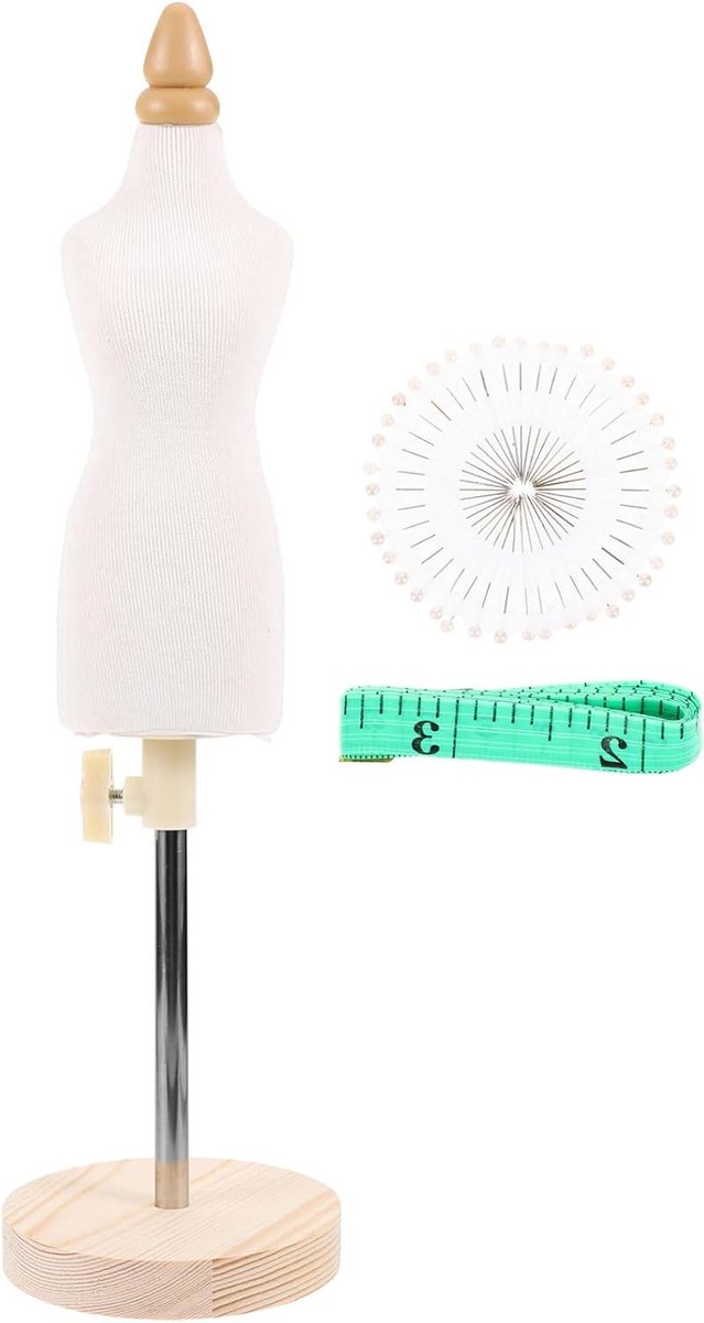 Allecto plus - Poppenjurk-vorm voor etalagepop en mini kleermakersdummy - display houder voor stoffen jurk en broekjurk - 1/4 schaal