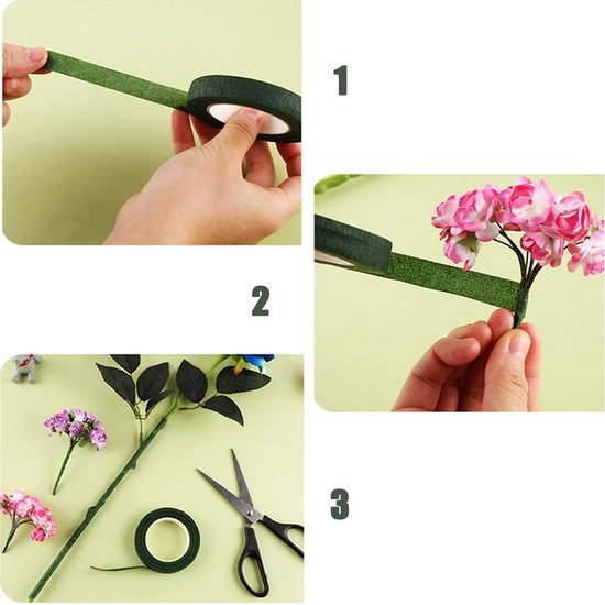 Rouleau De Ruban De Fleuriste 27 M – Vert Olive, Largeur 1.2 Cm, Crêpe, Neuf