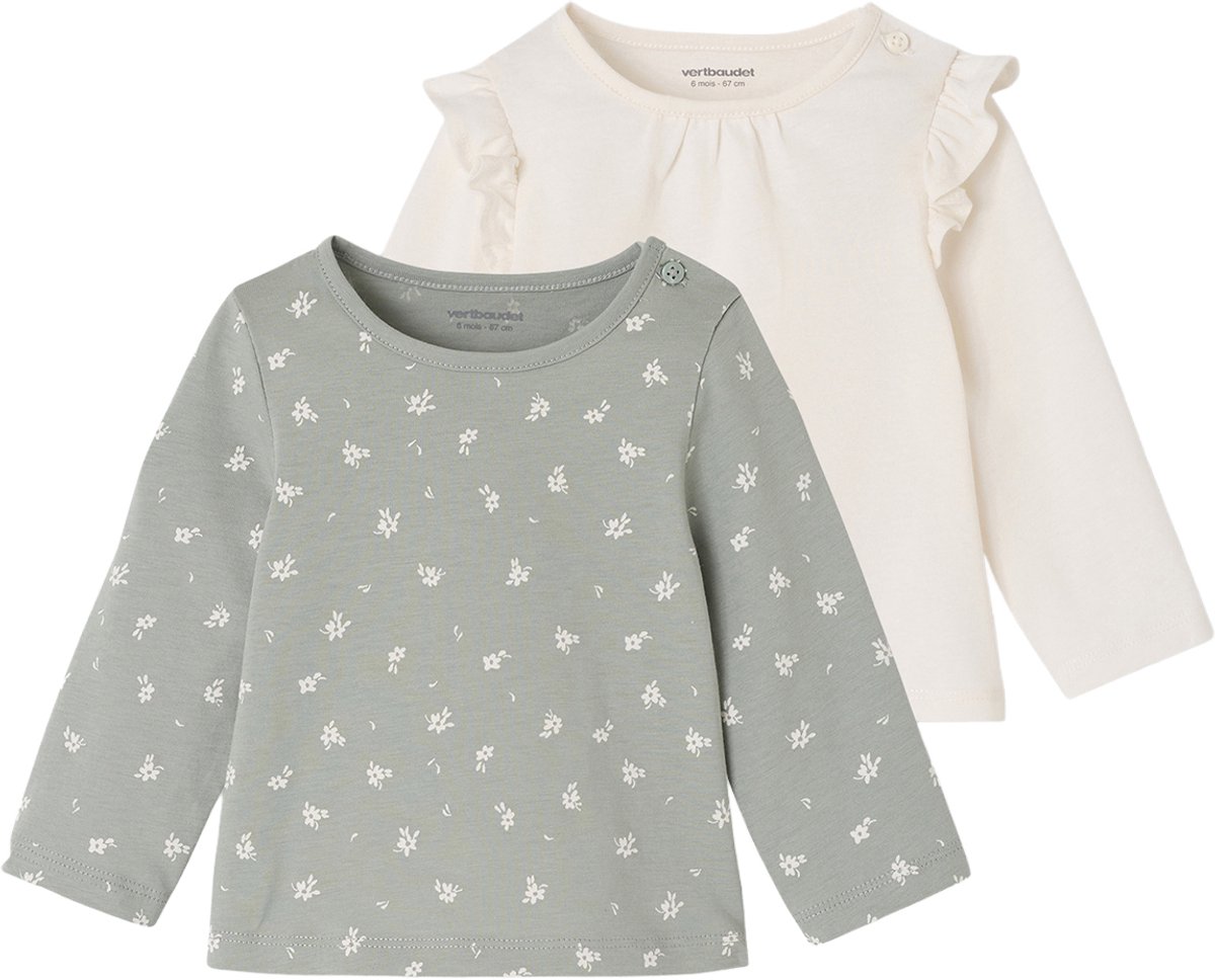 Vertbaudet Set van 2 T-shirts baby Basics met lange mouwen
