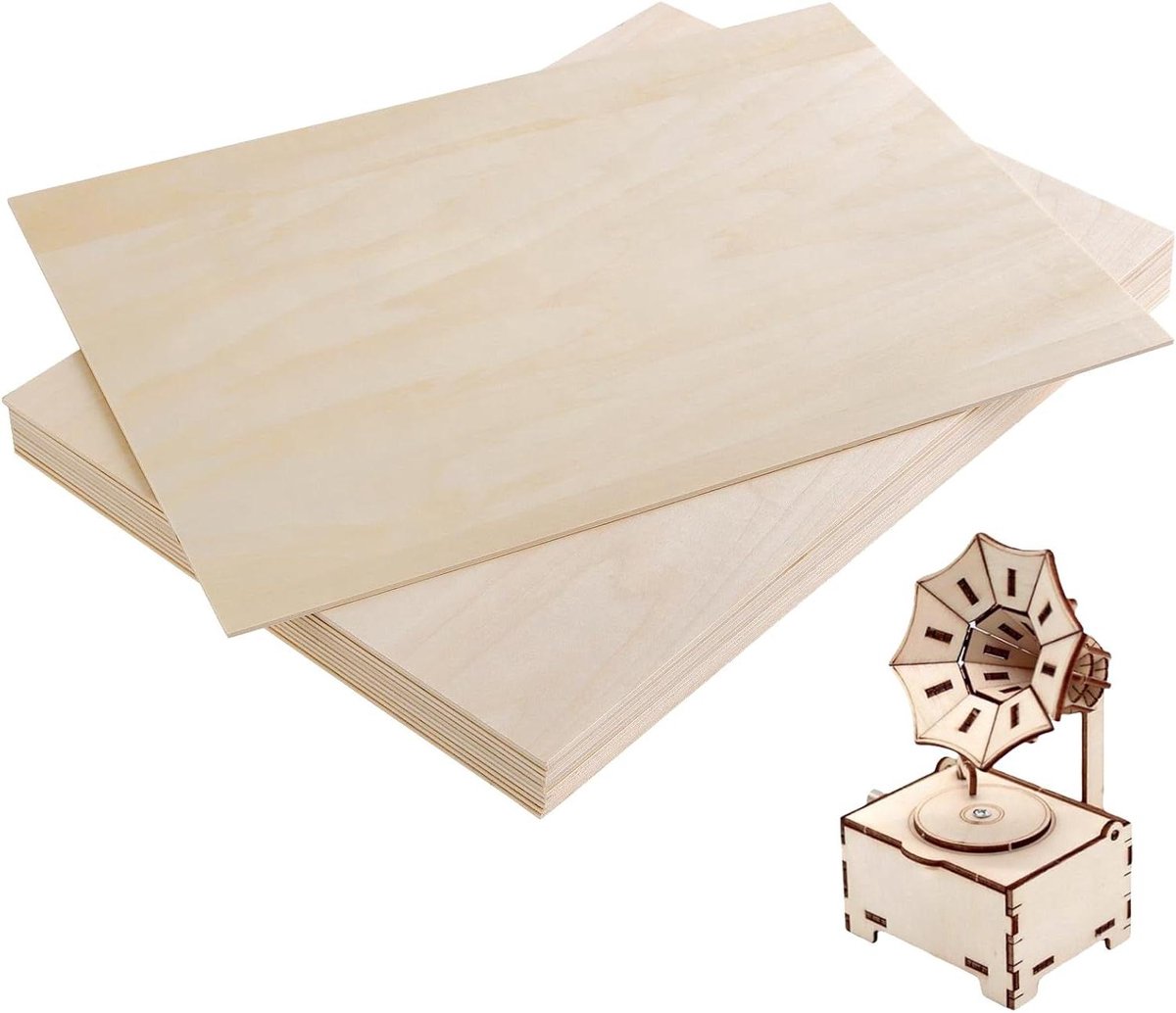 Allecto plus - 12 stuks onbewerkte houten multiplex platen 420 x 300 mm voor knutselen, schilderen, graveren - Geschikt voor woondecoratie