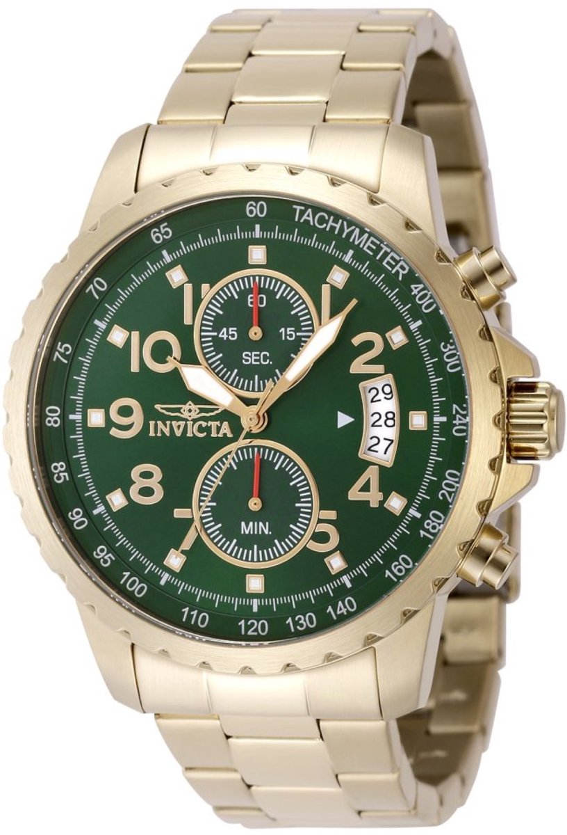 Invicta Specialty 48898 Heren Horloge - Waterdicht - Analoog - Quartz Uurwerk - Roestvrij Staal met groene Wijzerplaat - 45mm