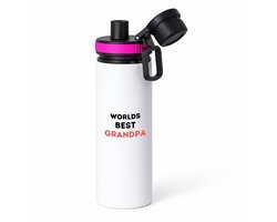 Hacebo® - worlds best grandpa waterfles met draaidop roze - Opa - de beste opa - verjaardag - verjaardagscadeau - cadeau - beste kinderen - cadeautje voor opa - opa artikelen - kado - geschenk - gift - water fles - 850ML