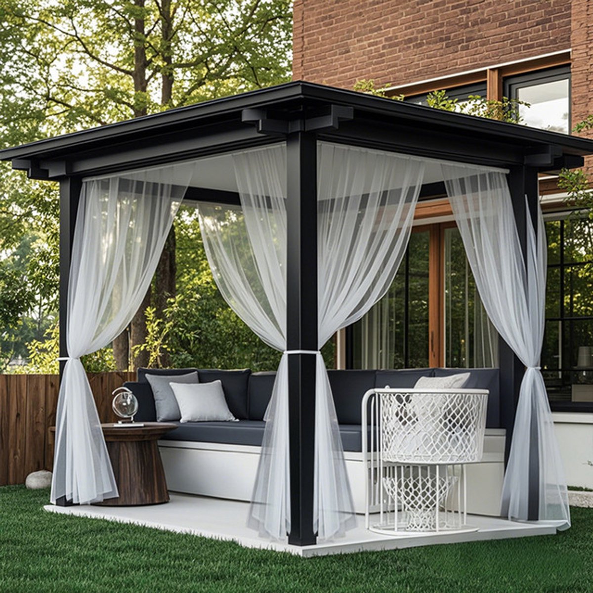 Qelus Buitengordijn Horrengaas – Outdoor Gordijnen voor Gordijnroede - Gordijnen Kant en Klaar - Ventilerend Muggennet voor Terras, Tuin of Balkon - B 160 x H 213cm (Wit)