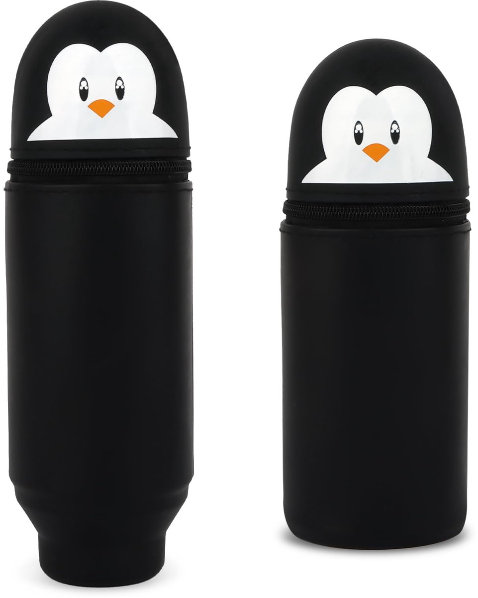 Kawaii Etui 2-in-1 - Zacht Siliconen Pennenzak met Standaardfunctie - Zwart