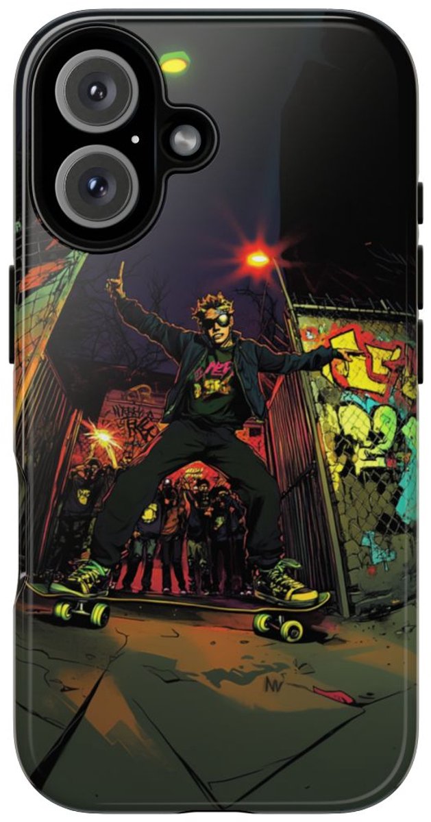 Skateboardtruc in de Nacht met Graffiti – Telefoonhoesje Geschikt voor iPhone 16