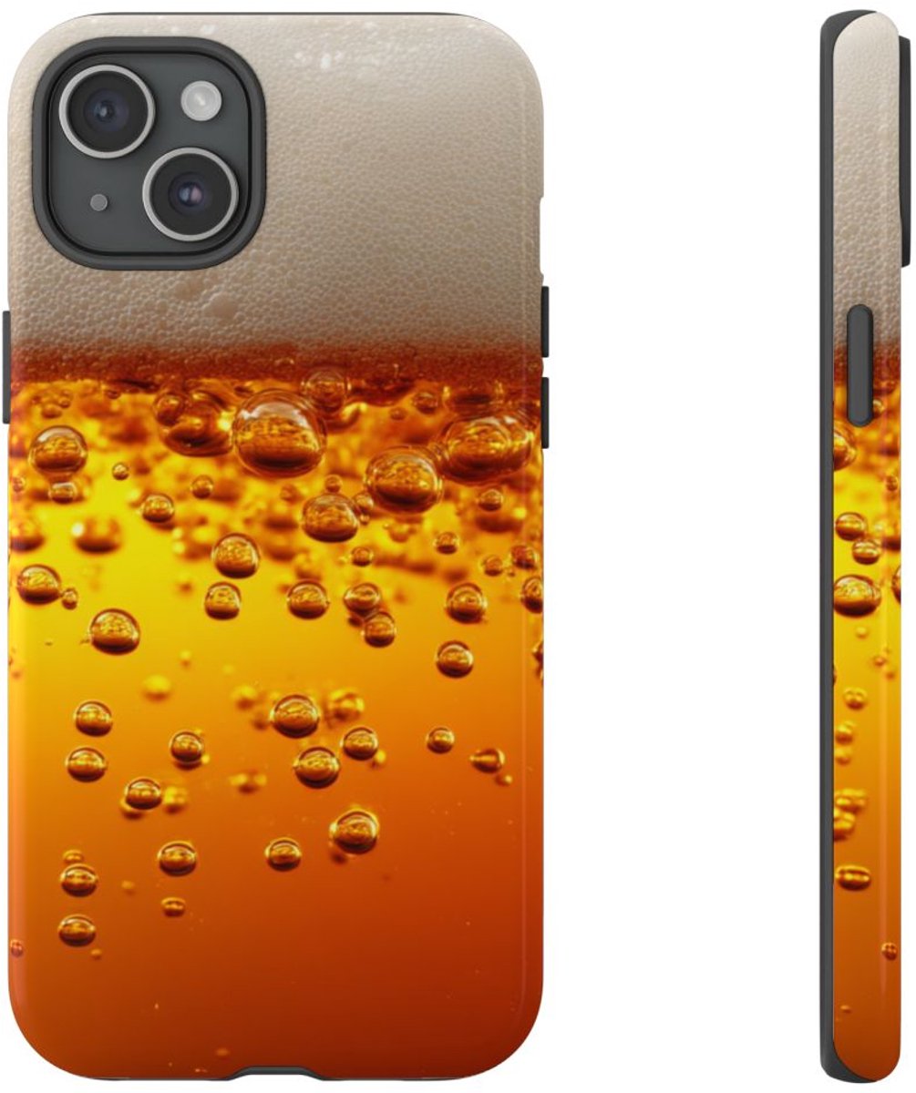 Amberkleurige Bierbellen van Dichtbij – Telefoonhoesje Geschikt voor iPhone 15 Plus