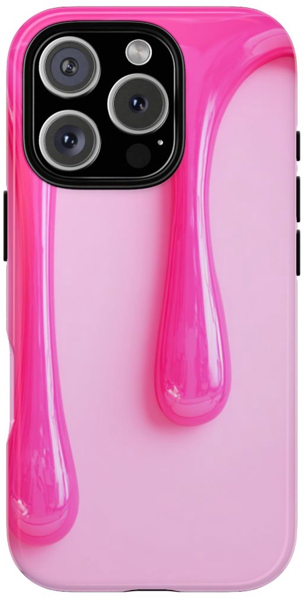 Glanzend Roze Druipend Vloeistofontwerp – Telefoonhoesje Geschikt voor iPhone 16 Pro
