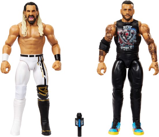 Figurines d'action WWE Main Event Showdown CM Punk vs Seth « Freakin » Rollins, pack de 2, 15 cm