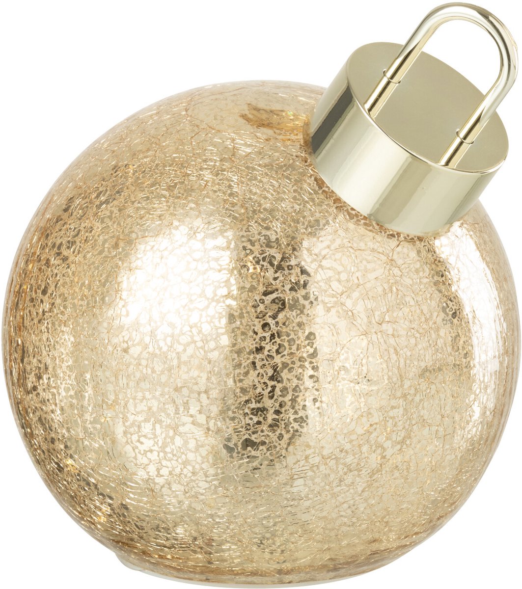 J-Line kerstbal - glas - goud - small - LED lichtjes