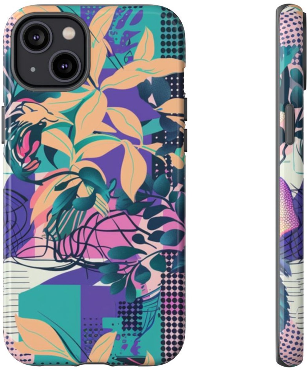 Kleurrijk Abstract Bloemenpatroon – Telefoonhoesje Geschikt voor iPhone 14 Plus