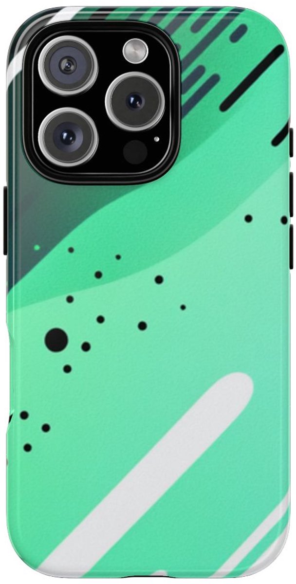 Geometrisch Groen-Zwart Abstract Patroon – Telefoonhoesje Geschikt voor iPhone 16 Pro