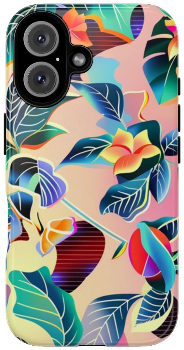 Levendig Tropisch Bloemenpatroon – Telefoonhoesje Geschikt voor iPhone 16