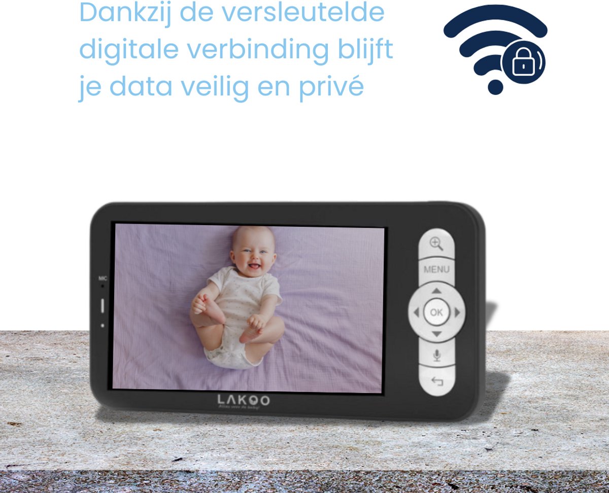 Afbeelding 2 van LAKOO® Kitty Babyfoon met Camera en App - Zwart - Premium HD Wifi