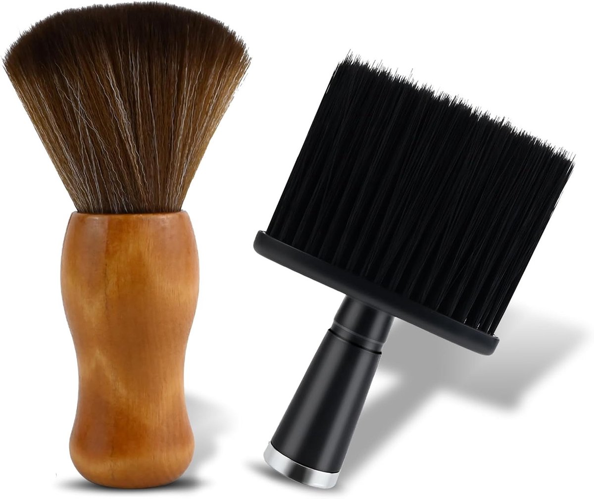 VINEST 2 stuks zachte kappersborstel, handvat van hout, nekkapper-haarkwast, professionele kapperaccessoires, draagbare kapperskwast, kappersbenodigdheden voor kappersbenodigdheden voor de