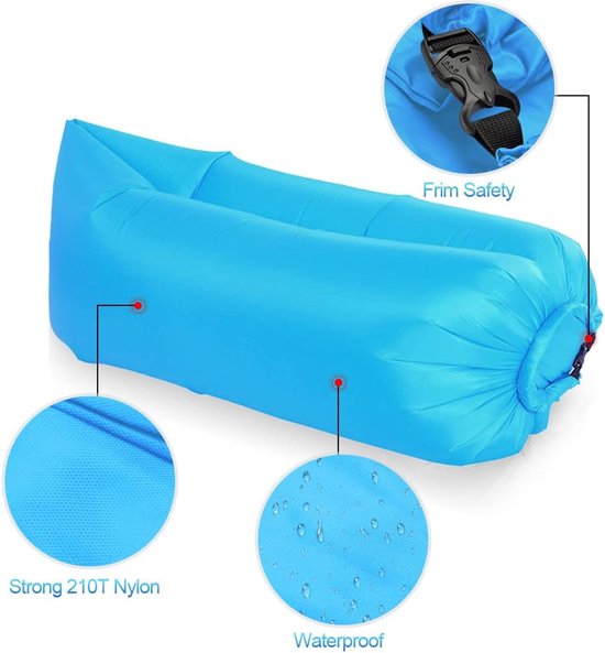 Gohytal Opblaasbare luchtbank, waterdichte luchtbank, luchtbank, draagbare airlounger, opblaasbare outdoor bank voor camping, park, strand, achtertuin, strandstoel en muziekfestivals, blauw van Merkloos — afbeelding 5