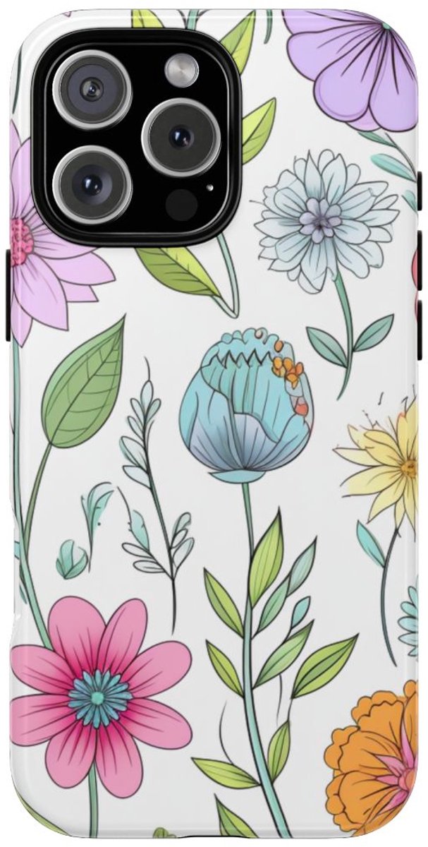 Kleurrijk Bloemenpatroon – Telefoonhoesje Geschikt voor iPhone 16 Pro Max
