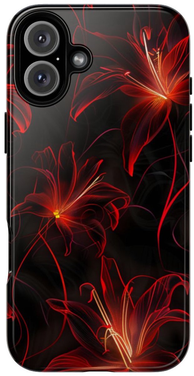Rood Neon Spinleliepatroon – Telefoonhoesje Geschikt voor iPhone 16 Plus